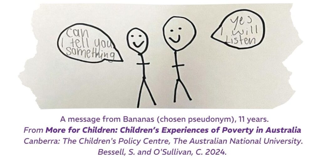 Quote from young person that says 'No one listens, they think oh you’re a kid, that’s right, just deal with it.'