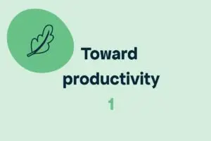 Green tile with writing 'Toward Productivity 1'
