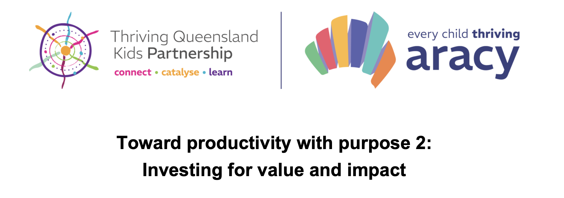 Logos for TQKP and ARACY with the heading underneath 'Productivity with purpose'